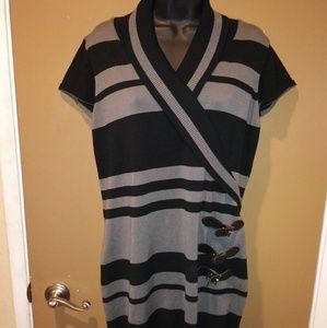 B2 No Boundaries Black Gray Striped Dress XL 15 16 17